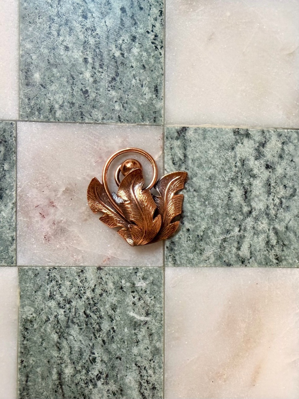 Vintage Copper Bell Gold Leaf Pendant